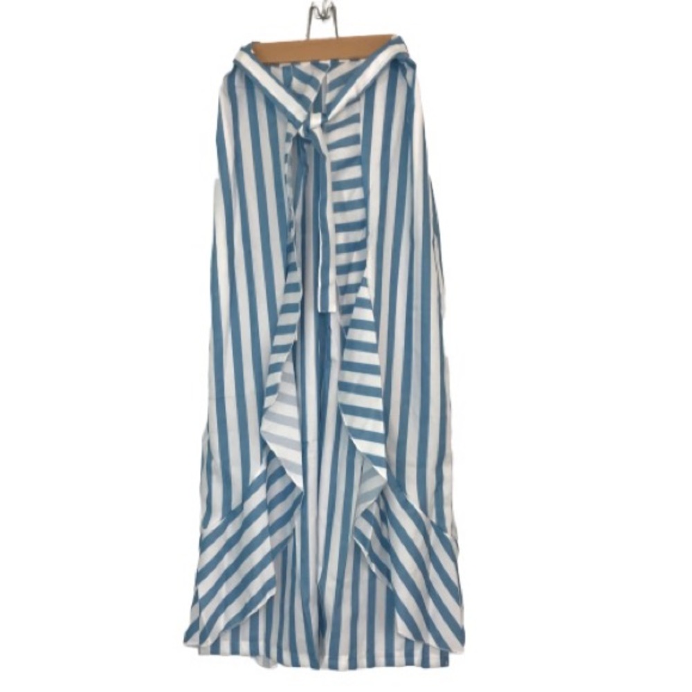 High Waisted Striped Palazzo Pants with Ruffles - Picture 5 of 8
